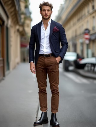 С чем носить темно-коричневые брюки мужчине