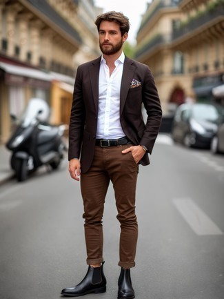 С чем носить темно-коричневые брюки мужчине