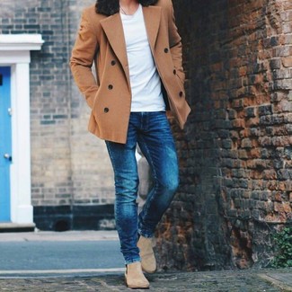 С чем носить темно-коричневое полупальто