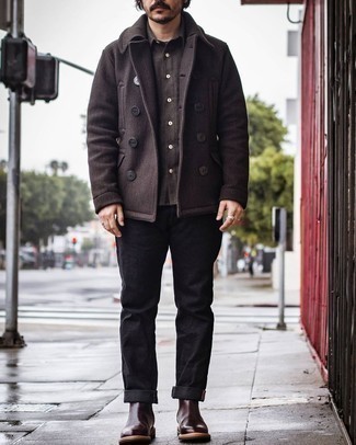 С чем носить темно-коричневое полупальто