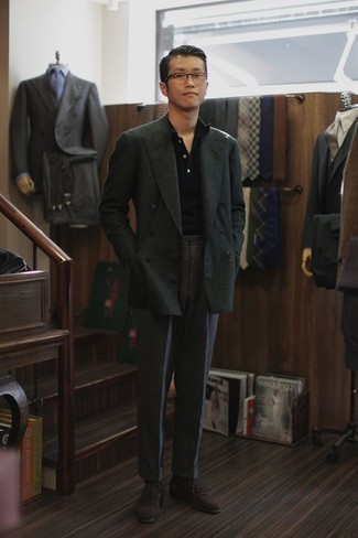 С чем носить темно-коричневые замшевые туфли дерби