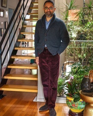 С чем носить темно-коричневые замшевые туфли дерби