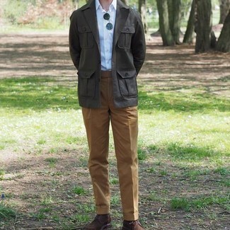 С чем носить темно-коричневые замшевые туфли дерби