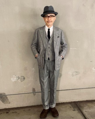 С чем носить темно-коричневые замшевые туфли дерби