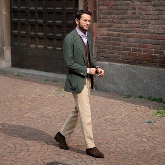 С чем носить темно-коричневые замшевые туфли дерби