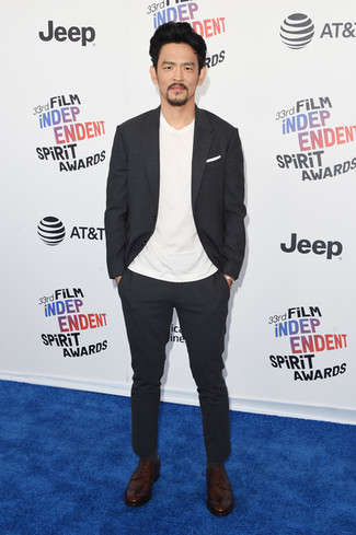 Какие туфли дерби носить с темно-коричневым костюмом