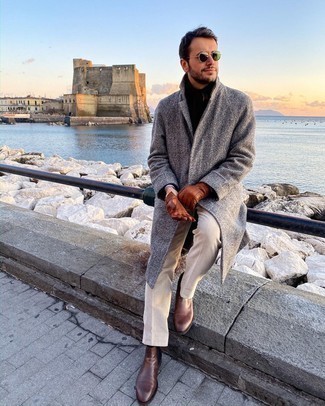 С чем носить темно-коричневую водолазку мужчине