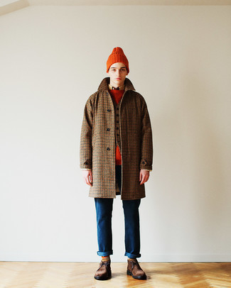 Какие длинные пальто носить с темно-коричневым жилетом