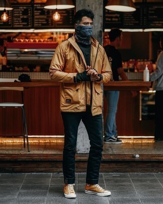 С чем носить темно-коричневую ветровку мужчине