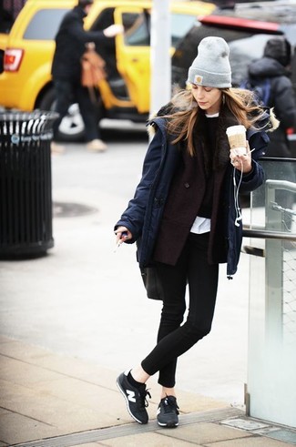 С чем носить темно-коричневый шерстяной пиджак женщине