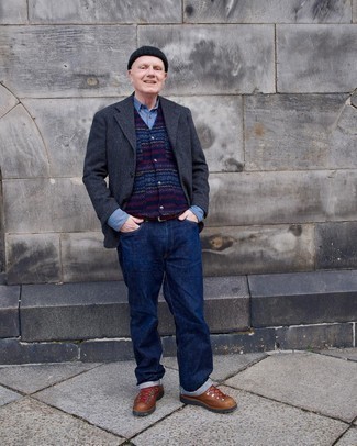 С чем носить темно-коричневые рабочие ботинки мужчине