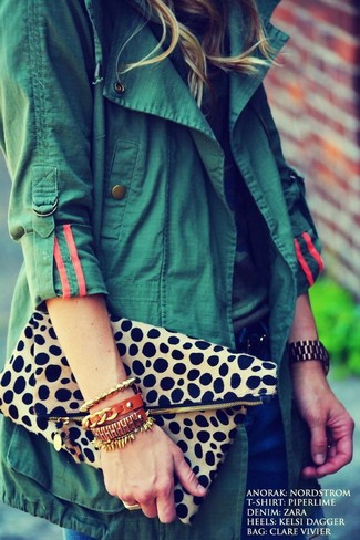 С чем носить темно-зеленый анорака женщине