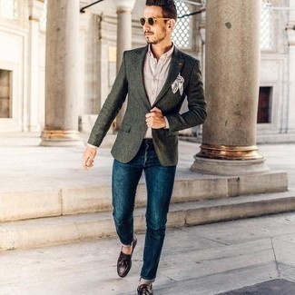 С чем носить темно-зеленый пиджак мужчине