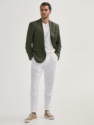 С чем носить темно-зеленый пиджак мужчине