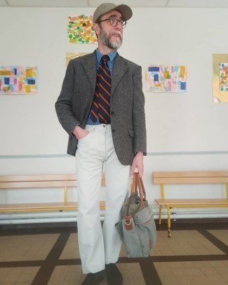 С чем носить темно-зеленый портфель