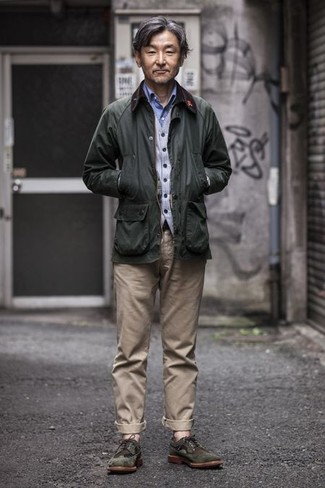 С чем носить темно-зеленые броги