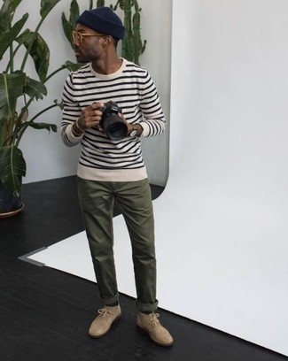 С чем носить темно-зеленые часы из плотной ткани мужчине