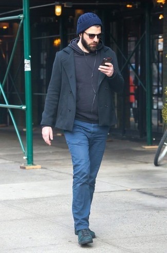 Какое полупальто носить с темно-зелеными повседневными ботинками