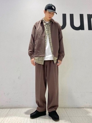 С чем носить темно-зеленую рубашку с длинным рукавом в клетку мужчине