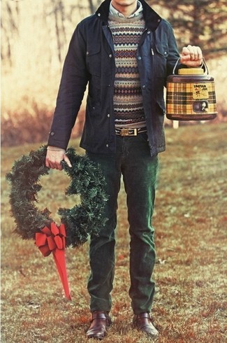 Какие монки с двумя ремешками носить с темно-зелеными брюками чинос