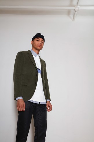 С чем носить темно-зеленый вельветовый пиджак мужчине