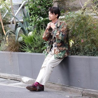 С чем носить темно-зеленую полевую куртку