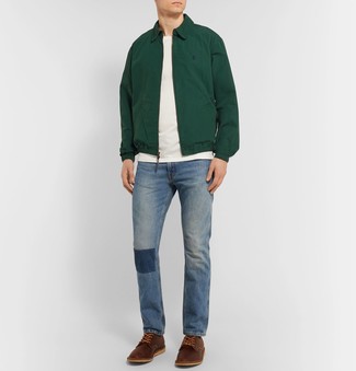 С чем носить темно-зеленую куртку харрингтон