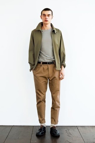 С чем носить темно-зеленую куртку харрингтон