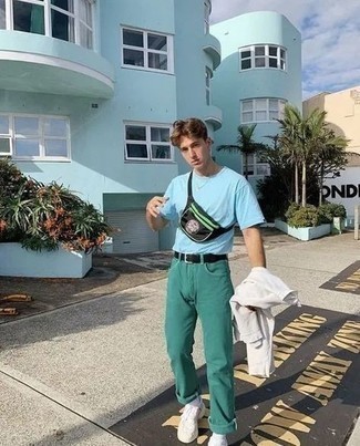 С чем носить темно-зеленые джинсы мужчине