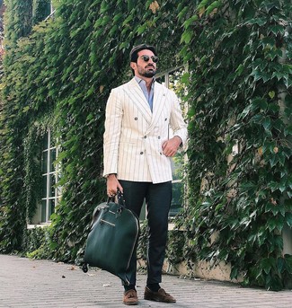 С чем носить темно-зеленую кожаную большую сумку мужчине