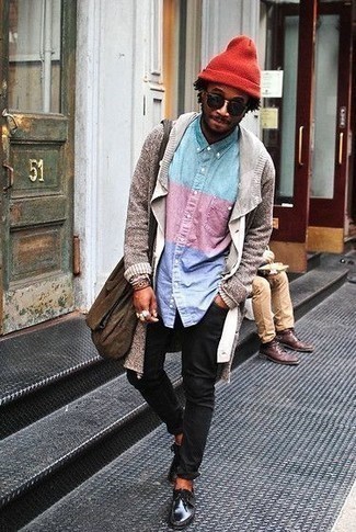 С чем носить темно-зеленую сумку почтальона