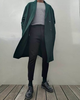 С чем носить темно-зеленое длинное пальто