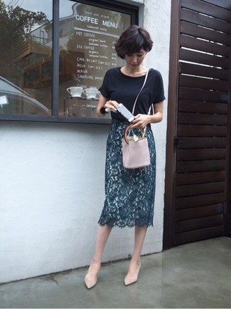 С чем носить темно-зеленую юбку-карандаш