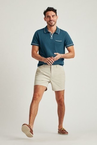 С чем носить темно-зеленую футболку-поло мужчине