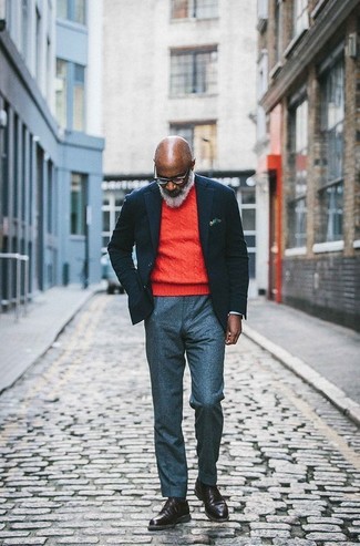 С чем носить темно-зеленый нагрудный платок с принтом