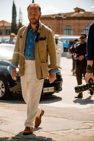 С чем носить темно-зеленый нагрудный платок с принтом