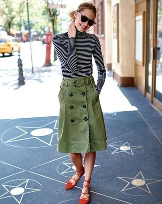 С чем носить темно-зеленую юбку