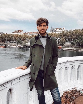 С чем носить темно-зеленый плащ мужчине