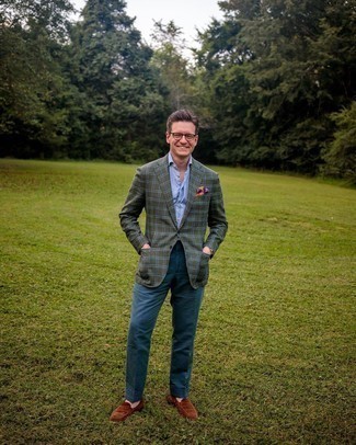 С чем носить темно-зеленую шерстяную куртку мужчине