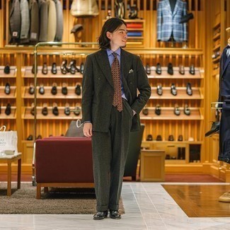 С чем носить темно-зеленый шерстяной костюм