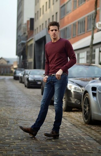 С чем носить темно-пурпурный браслет из бисера мужчине