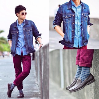 Как носить джинсовую куртку с мокасинами мужчине