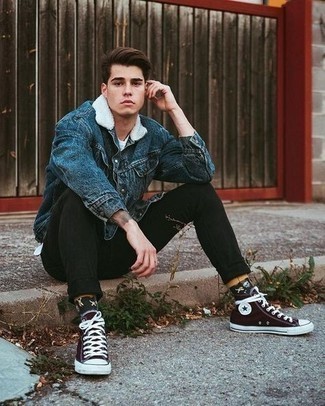 Как носить джинсовую куртку с высокими кедами мужчине