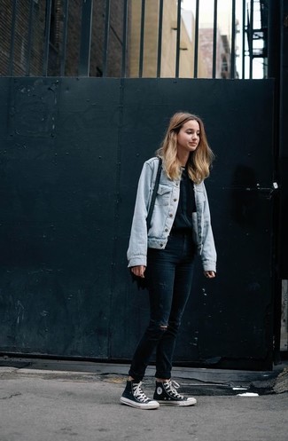 Как носить джинсовую куртку с джинсами женщине