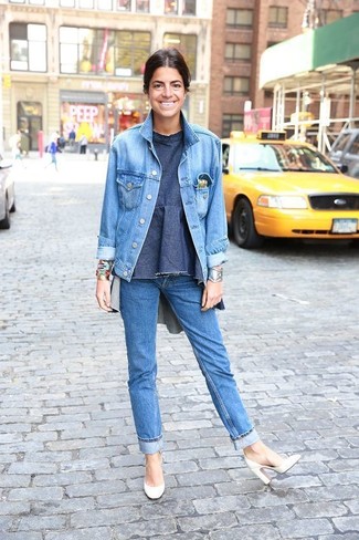 Как носить джинсовую куртку с джинсами женщине