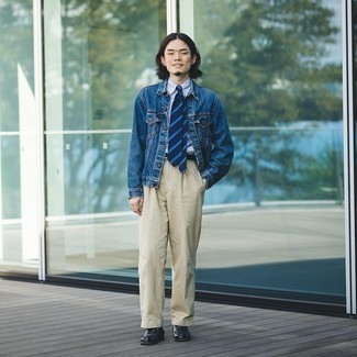 Как носить джинсовую куртку с лоферами мужчине