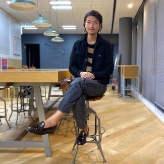 Как носить джинсовую куртку с лоферами мужчине