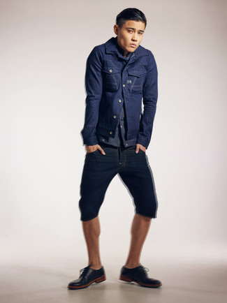Как носить джинсовую куртку с шортами мужчине