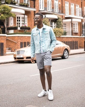 Как носить джинсовую куртку с шортами мужчине