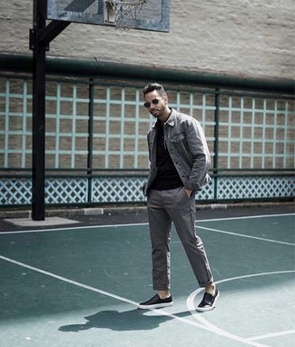 Как носить джинсовую куртку с слипонами мужчине